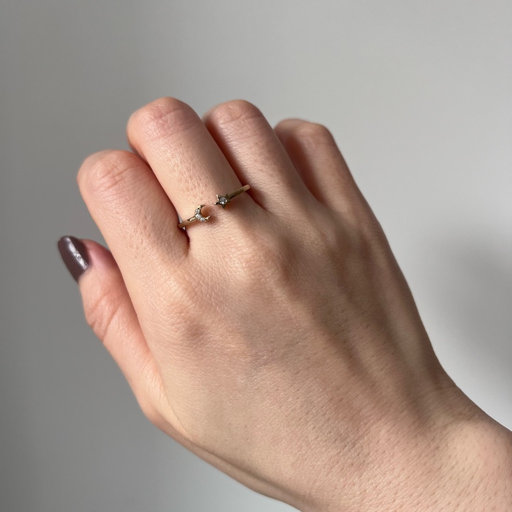 NWT Diamonique Moon&Star Open Ring - Picture 5 of 5